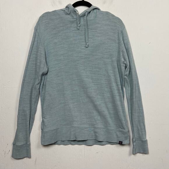 Faherty Slub Hoodie Mens Medium Light Blue Midweight 100% Organic Cotton - Picture 1 of 12